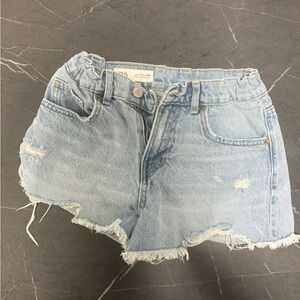 Zara Light Blue Frayed Denim Shorts